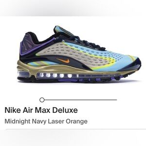 2018 NIKE AIR MAX DELUXE MIDNIGHT NAVY LASER ORANGE AJ7831 400 Men’s SIZE 8.5
